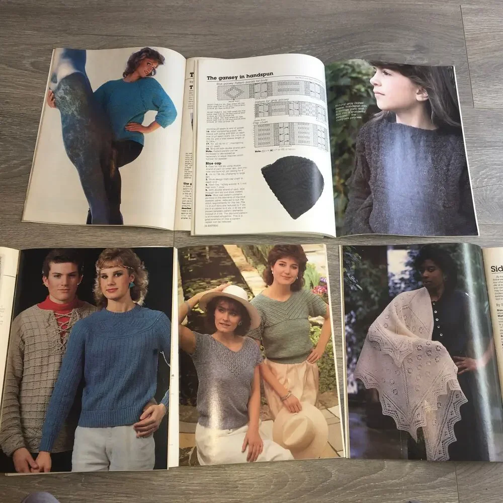 Knitter's Knitting Pattern Magazine LOT OF 6 Sweater Shawl Afghan Handmade 80s